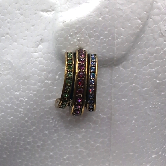 Heidi Daus Jewelry - Heidi Daus| Gold Toned Multicolored Crystal Half Hoop Stud Earrings